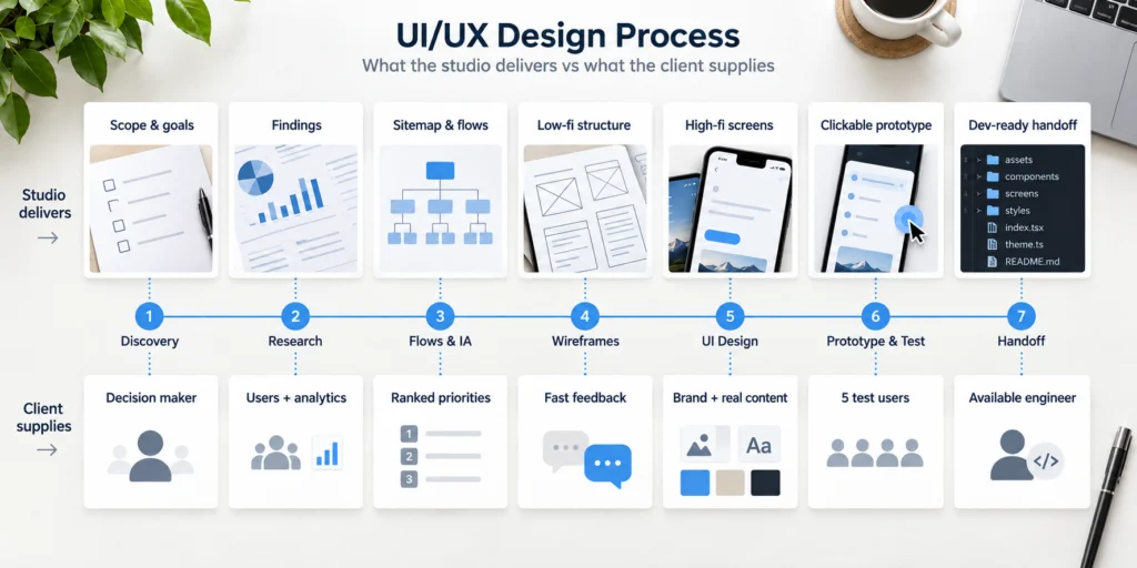 The seven stages of the UI UX design process